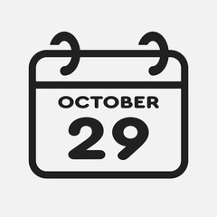 Icon page calendar day - 29 October