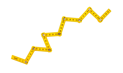 Yellow measure ruler isolated on white, transparent, Construction tool