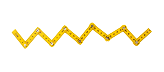 Yellow measure ruler isolated on white, transparent, Construction tool