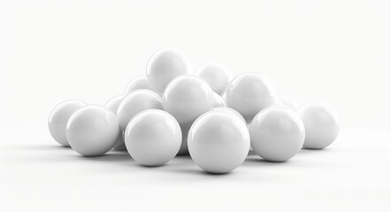 Spheres. Abstract 3D Geometry with White Balls Isolated on White Background