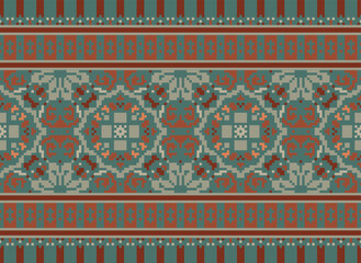 Beautiful ikat ethnic pattern. Seamless pattern in tribal, folk embroidery, and Mexican style; Abstract ethnic Aztec art. Geometric seamless pattern in tribal.