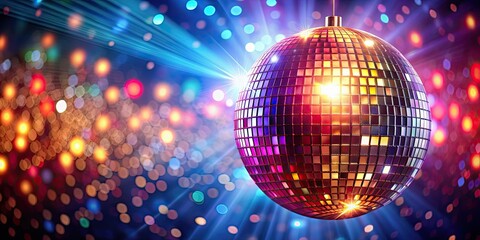 Vibrant disco ball with sparkling lights creating a lively party scene, Disco ball, Lights