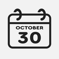 Icon page calendar day - 30 October