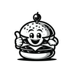 silhouette burger cartoon vector and illustration