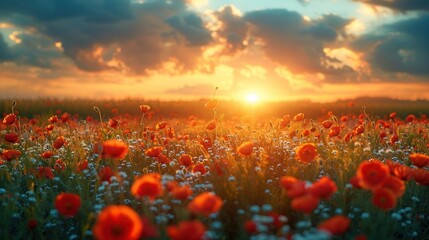Poppy Field Sunset