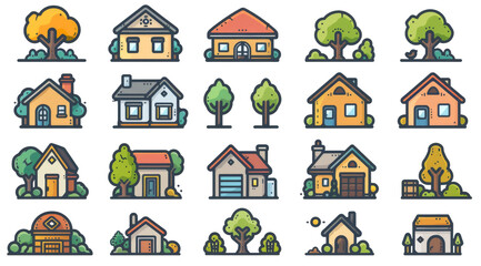 House, thin line icon collection, illustration, vector, white background