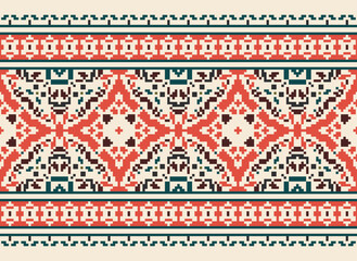 Beautiful ikat ethnic pattern. Seamless pattern in tribal, folk embroidery, and Mexican style; Abstract ethnic Aztec art. Geometric seamless pattern in tribal.