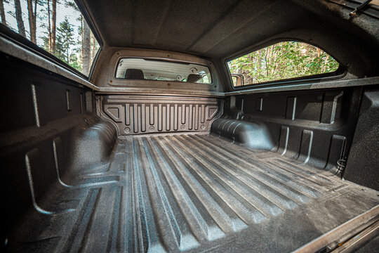 Moscow. Russia. June 2024: Interior of a utilitarian pickup truck. SUV gvm poer. trunk and cargo platform with kung of a pickup truck