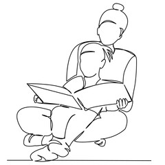 mother reads a book with her daughter