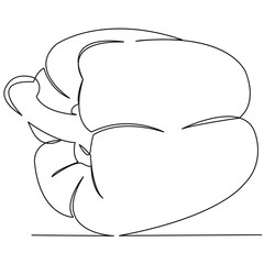 continuous single drawn single line pepper, sweet pepper hand-drawn picture silhouette. Line art. doodle.
