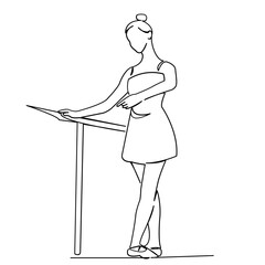 continuous single drawn one line dancer ballerina at the rask hand-drawn picture silhouette. Line art. doodle