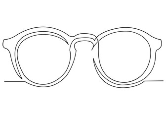 continuous single drawn one line sunglasses hand-drawn picture silhouette. Line art. doodle