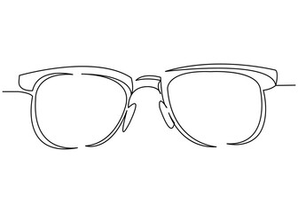 continuous single drawn one line sunglasses hand-drawn picture silhouette. Line art. doodle