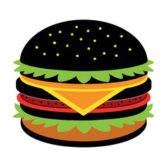 Burger Flat Icon Isolated On White Background