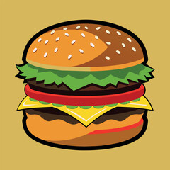 Humberger food illustration design vector