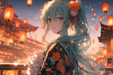 A beautiful woman who looks good in a yukata.