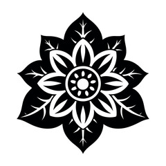 Black flower icon design, vector, vector illustration, minimal retro mid century modern floral icon logo on white background