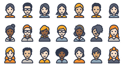 Business people, human resources, office management - thin line web icon set. Outline icons collection. Simple vector illustration 