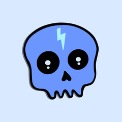 blue skull art hand drawn cartoon illustration
