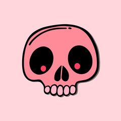 pink skull art hand drawn cartoon illustration
