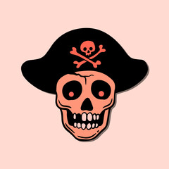 red skull art hand drawn cartoon illustration