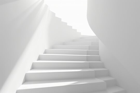 Stairs. Business Concept of Growth and Success with Abstract White 3D Illustration