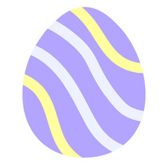 Obraz premium A pastel-colored Easter egg with wavy stripes in shades of purple, white, and yellow