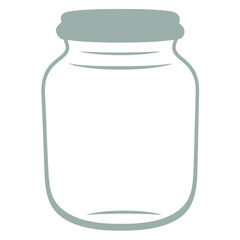 A simple glass jar with a lid, against a plain background
