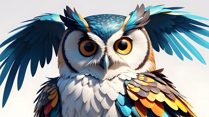 Obraz premium Charming 3D Owl Cartoon Character with Bright Colors