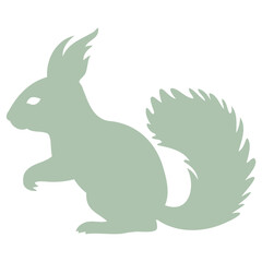 A green squirrel with a fluffy tail