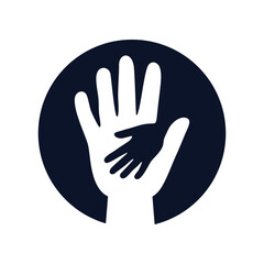 Adult and kid hands logo design vector template