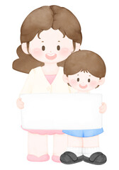 Mother and son with a Blank Board