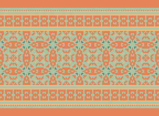 Beautiful ikat ethnic pattern. Seamless pattern in tribal, folk embroidery, and Mexican style; Abstract ethnic Aztec art. Geometric seamless pattern in tribal.