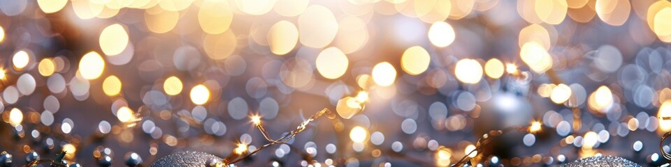 Obraz premium A tangle of white string lights shines brightly