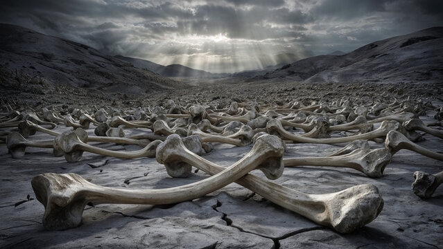 valley of dry bones Ezekiel biblical story.