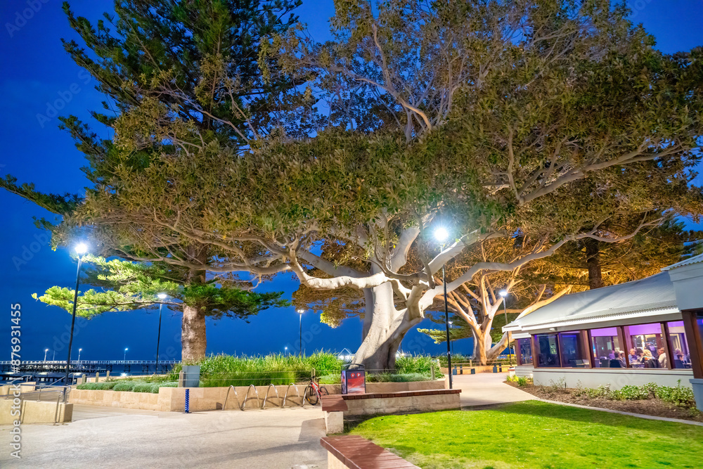 Poster Promenade of Busselton at night along the city pier, Western Australia