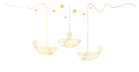 Diwali Candles line art style. Diwali element vector © Haysahara