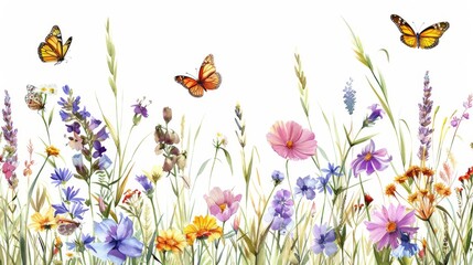 Minimalist design with floral motifs with leaves, plants, and insects. Ideal for posting cards, displaying on advertising, decorating.