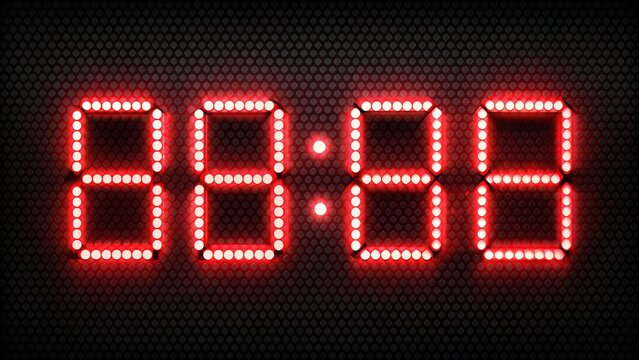 Animated digital countdown timer with bright red numbers against transparent background rapidly decreasing from 20 to zero seconds.