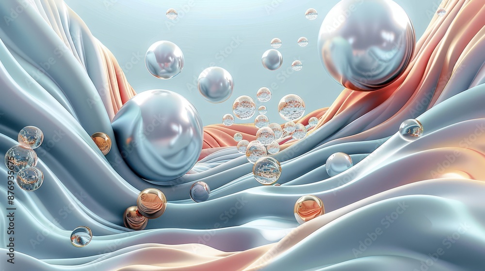 Aufkleber a mesmerizing abstract image highlighting smooth, flowing waves and interspersed reflective metallic