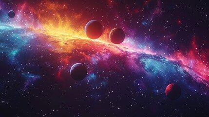 Obraz premium Colored pastel cartoon animation of galactic orbit flat design side view