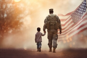 Military soldier flag family.