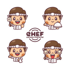 set chef cartoon character design with different poses and expressions