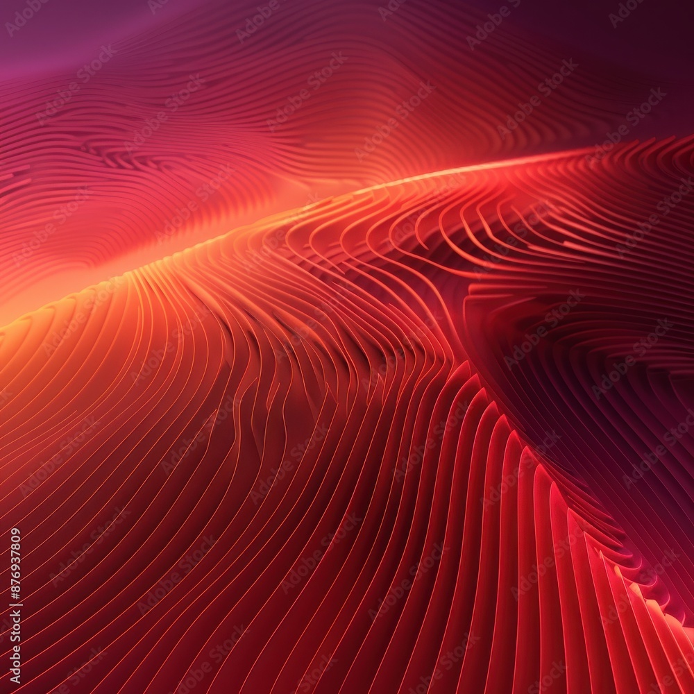 Poster abstract digital art with vibrant red and pink flowing lines, creating a dynamic and futuristic back