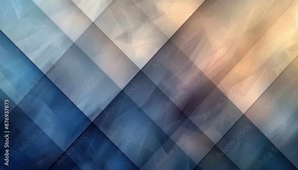 Poster abstract geometric background in shades of blue and beige with a grid pattern, creating a modern and