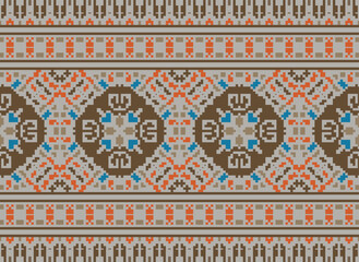 Pixel African and Mexican Aztec American tribal vector borders, frame patterns. Vector seamless background with a bright Mexican pattern. Vector seamless00 color