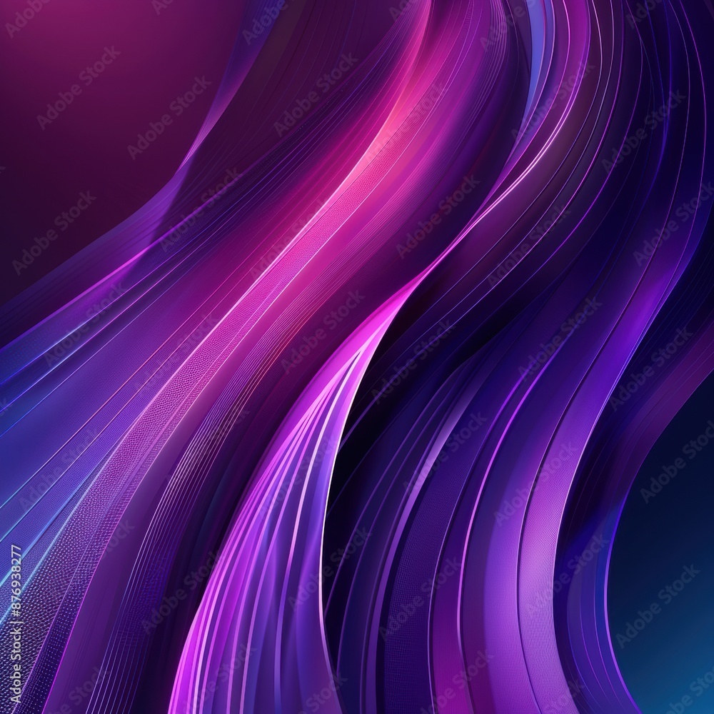 Poster abstract wave of vivid purple and blue gradient hues with dynamic flowing lines creating a modern an