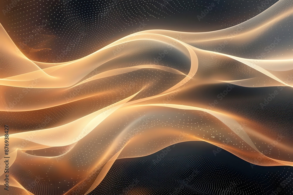 Poster elegant abstract light waves flowing on a dark background, creating a soothing and dynamic visual ef