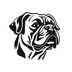 English bulldog face - isolated outlined vector illustration