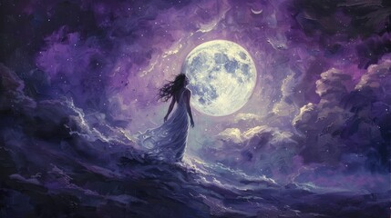 A Woman Standing in a Dreamy Landscape